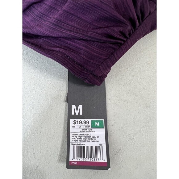 Mossimo Purple Black Twist Front Ruffle Removable Strap Bikini Top Size Medium - Picture 5 of 5